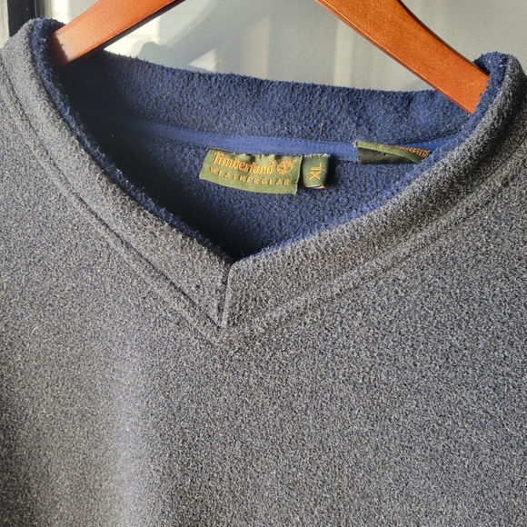 Timberland Sweater Pullover Mens Size XL Dark Gray Fleece V-Neck Logo Embroidere - Picture 7 of 12